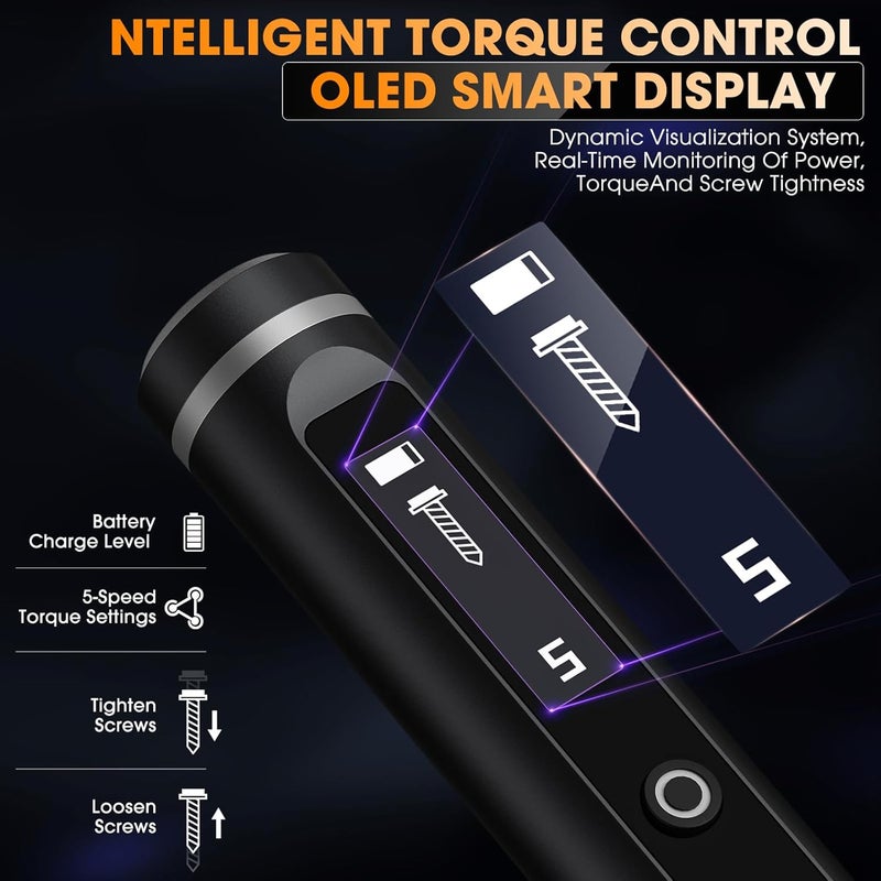 Tanso Mini Electric Screwdriver Set,3.7V Cordless Precision Screwdriver Set with 50 in 1 Magnetic Bits,Magnetic Storage,5 Torque Setting,LED Display,Small Repair Tool Kit for Computers,Phones,Watches - Image 5